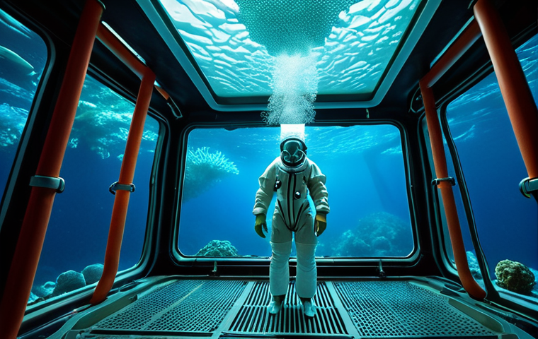 **Marine Biotechnology: The Ocean's Healing Secrets**
A futuristic, luminous underwater laboratory where a scientist in a clean suit carefully extracts glowing, complex molecules from a vibrant, bioluminescent deep-sea sponge. The background features otherworldly marine organisms thriving near hydrothermal vents, emphasizing the ocean as a vast, unexplored source of new medicines and sustainable biomaterials. The atmosphere is one of wonder, discovery, and hope for health and environmental solutions.