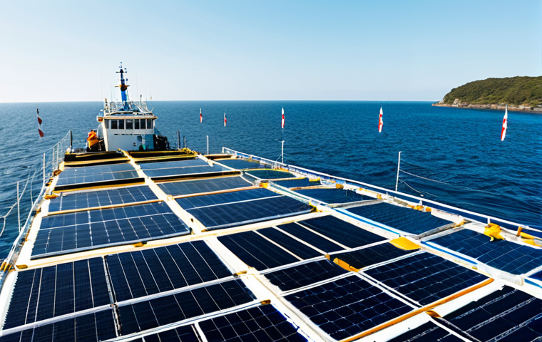 Sustainable Aquaculture Farm**

"A vibrant image of a sustainable aquaculture farm at sea. Floating cages teem with fish, seaweed cultivation platforms surround the cages, and a research vessel equipped with solar panels is nearby. The scene depicts a clean and healthy marine environment. Focus on demonstrating the integration of various sustainable practices. safe for work, appropriate content, fully clothed, professional, modest, family-friendly, perfect anatomy, correct proportions, natural pose, well-formed hands, proper finger count, natural body proportions, professional photography, high quality"

**