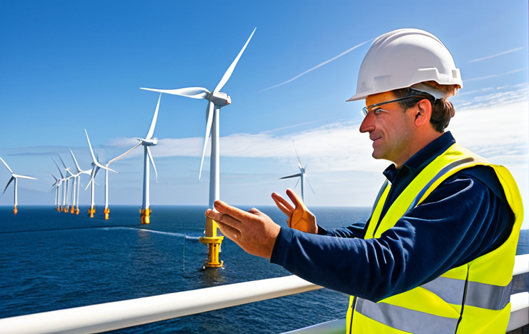 Offshore Wind Farm Engineer**

"A professional engineer, fully clothed in appropriate work attire (hard hat, safety vest), inspecting an offshore wind turbine nacelle during daylight. In the background: A vast wind farm in the Atlantic Ocean off the coast of Brittany, France. Dramatic sky. Perfect anatomy, correct proportions, well-formed hands, natural pose, safe for work, appropriate content, fully clothed, professional photography, high quality."

**