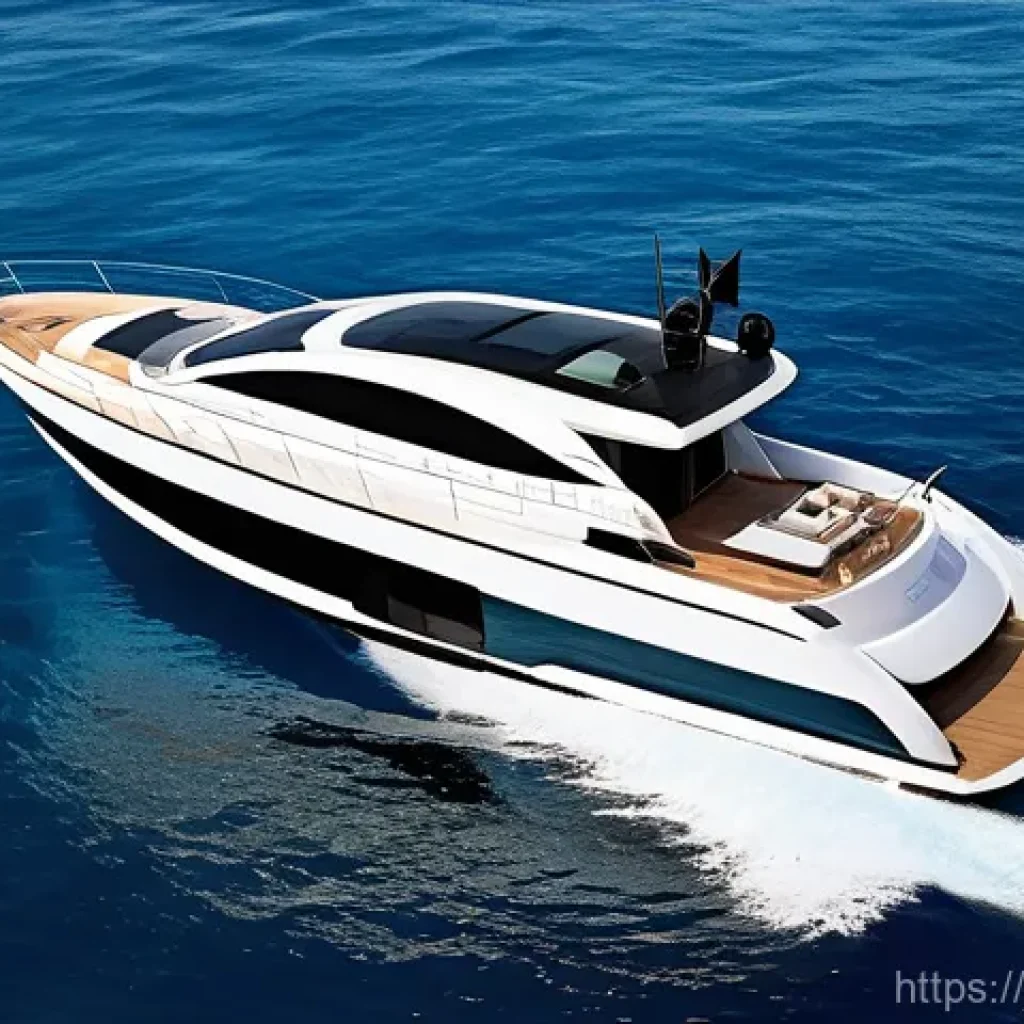 해양공학 해양 배터리 기술 - A sleek, modern electric yacht with panoramic windows glides silently across the calm, cerulean wate...