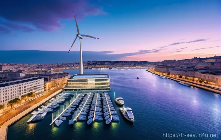해양공학 해양 배터리 기술 - Inside a brightly lit, high-tech marine engineering lab, a team of diverse engineers, dressed in cle...