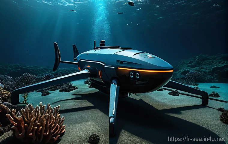 해양공학 수중 드론 - **Image Prompt 1: Deep-Sea AI Explorer**
    "An advanced Autonomous Underwater Vehicle (AUV), with ...