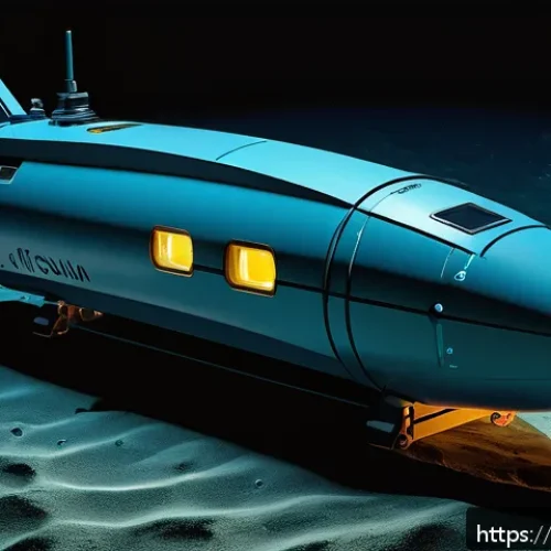 해양공학 해양 연구 장비 개발 - A futuristic autonomous underwater vehicle (AUV) navigating the deep ocean at 6000 meters depth, sur...